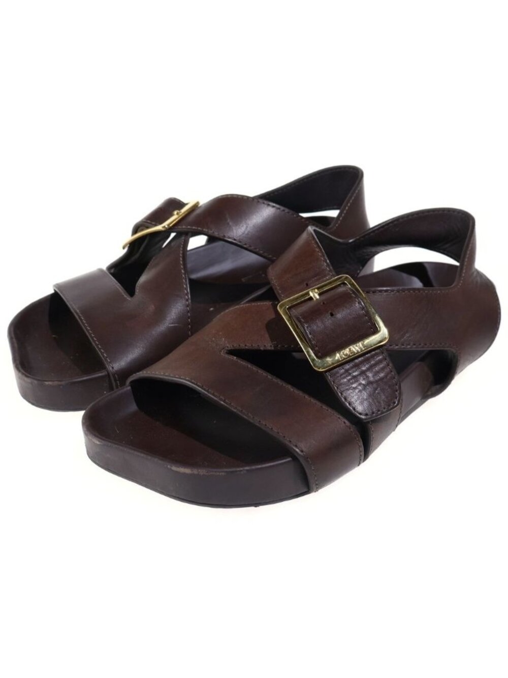 Loewe Ease Sandals Buckle Leather Sandals Brown